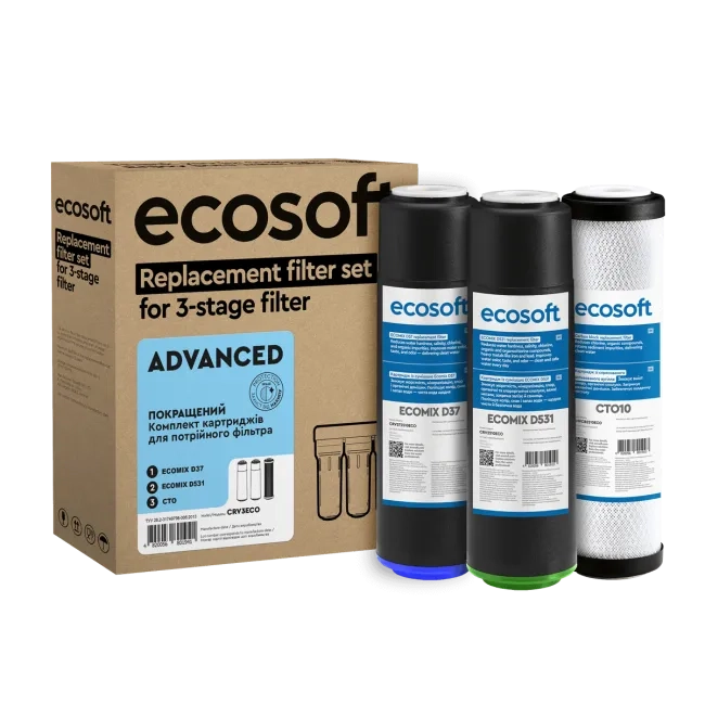 Ensemble de filtres de remplacement Ecosoft pour filtres à eau à 3 étapes